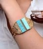 Barse Bronze and Turquoise Tooled Cuff Bracelet, Color:Turquoise/Gold - Image 3