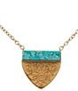 Barse Bronze and Turquoise Tooled Short Pendant Necklace - Image 1