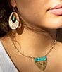 Barse Bronze and Turquoise Tooled Short Pendant Necklace - Image 4
