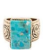 Barse Bronze and Turquoise Tooled Statement Ring - Image 2