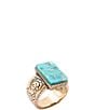 Barse Bronze and Turquoise Tooled Statement Ring - Image 1