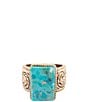 Barse Bronze and Turquoise Tooled Statement Ring - Image 2