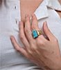 Barse Bronze and Turquoise Tooled Statement Ring - Image 3