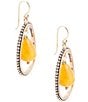 Barse Inline Orange Jade Drop Golden Earrings, Color:Yellow Quartz/Gold - Image 2