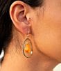 Barse Inline Orange Jade Drop Golden Earrings, Color:Yellow Quartz/Gold - Image 4