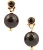 Barse Bronze Carly Genuine Stone Drop Earrings, Color:Onyx/Gold - Image 1