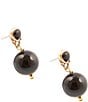 Barse Bronze Carly Genuine Stone Drop Earrings, Color:Onyx/Gold - Image 2