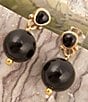 Barse Bronze Carly Genuine Stone Drop Earrings, Color:Onyx/Gold - Image 4