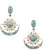 Barse Celestial Blue Turquoise Golden Drop Earrings, Color:Blue Multi - Image 1