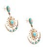 Barse Celestial Blue Turquoise Golden Drop Earrings, Color:Blue Multi - Image 2
