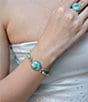 Barse Celestial Blue Turquoise Golden Link Bracelet, Color:Blue - Image 4