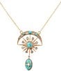 Barse Celestial Blue Turquoise Golden Drop Pendant Necklace - Image 1