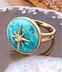 Barse Celestial Blue Turquoise Golden Statement Ring, Color:Turquoise - Image 4