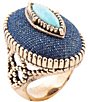 Barse Bronze, Denim and Genuine Turquoise Statement Ring,All Products : American Fashion Style Bags On Sale