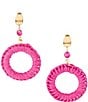 Color:Agate/Gold - Image 1 - Bronze Fuchsia Agate and Rattan Statement Drop Earrings