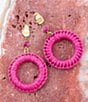 Color:Agate/Gold - Image 2 - Bronze Fuchsia Agate and Rattan Statement Drop Earrings