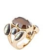 Barse Bronze, Genuine Abalone and Smoky Quartz Statement Ring - Image 1