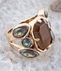 Barse Bronze, Genuine Abalone and Smoky Quartz Statement Ring - Image 4