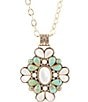 Color:Turquoise - Image 2 - Bronze Genuine Stone Turquoise and Mother-of-Pearl Long Pendant Necklace