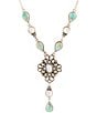 Color:Silver - Image 2 - Bronze Genuine Stone Turquoise and Mother-of-Pearl Y Necklace