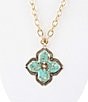 Color:Turquoise/Gold - Image 1 - Bronze Genuine Stone Turquoise Statement Long Pendant Necklace