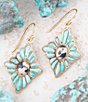 Barse Tulum Blue Turquoise Golden Cross Earrings, Color:Gold/Turquoise - Image 3
