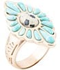 Barse Tulum Blue Turquoise Golden Cross Ring, Color:Gold/Turquoise - Image 1