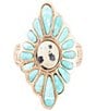 Barse Tulum Blue Turquoise Golden Cross Ring, Color:Gold/Turquoise - Image 2