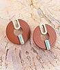 Color:Turquoise/Gold/Brown - Image 2 - Bronze Genuine Turquoise and Leather Orbital Earrings