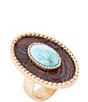 Barse Bronze, Genuine Turquoise and Leather Rosette Ranch Statement Ring - Image 1