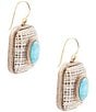 Barse Blue Turquoise Golden Linen Earrings, Color:Gold/Turquoise - Image 2