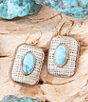 Barse Blue Turquoise Golden Linen Earrings, Color:Gold/Turquoise - Image 3