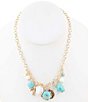 Barse Bronze, Genuine Turquoise and Pearl Multi Charm Collar Necklace,All Products : American Fashion Style Bags On Sale