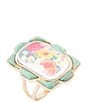 Barse Scenic Floral Blue Turquoise Golden Ring - Image 1
