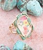 Barse Scenic Floral Blue Turquoise Golden Ring - Image 3