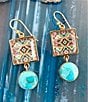 Barse Bronze, Genuine Turquoise and Quartz Western Print Drop Earrings, Color:Gold/Multi - Image 4