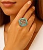 Barse Scenic Native Weave Turquoise Golden Statement Ring, Color:Blue Multi - Image 3