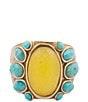 Barse Sunset MesaTurquoise Yellow Quartz Statement Ring, Color:Yellow/Turquoise - Image 2