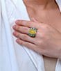 Barse Sunset MesaTurquoise Yellow Quartz Statement Ring, Color:Yellow/Turquoise - Image 3