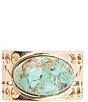 Color:Turquoise/Gold - Image 2 - Bronze Genuine Turquoise Band Ring