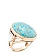 Barse Turquoise and Mother of Pearl Petals Golden Statement Ring, Color:Blue - Image 1