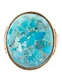 Barse Turquoise and Mother of Pearl Petals Golden Statement Ring, Color:Blue - Image 2