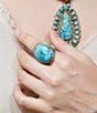 Barse Turquoise and Mother of Pearl Petals Golden Statement Ring, Color:Blue - Image 4