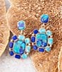 Barse Duality Blue Lapis and Turquoise Golden Drop Earrings, Color:Blue - Image 3
