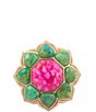 Barse Bronze Lime Turquoise and Pink Magnesite Fleur Statement Ring - Image 2