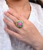 Barse Fleur Bronze Lime Turquoise And Pink Magnesite Statement Ring - Image 3