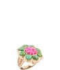 Barse Fleur Bronze Lime Turquoise And Pink Magnesite Statement Ring - Image 1