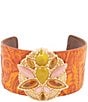 Barse Stargazer Jasper Golden Embossed Leather Cuff Bracelet - Image 1