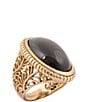 Barse Brown Smoky Quartz Shimmer Golden Statement Ring, Color:Brown - Image 1