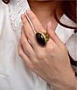 Barse Brown Smoky Quartz Shimmer Golden Statement Ring, Color:Brown - Image 3